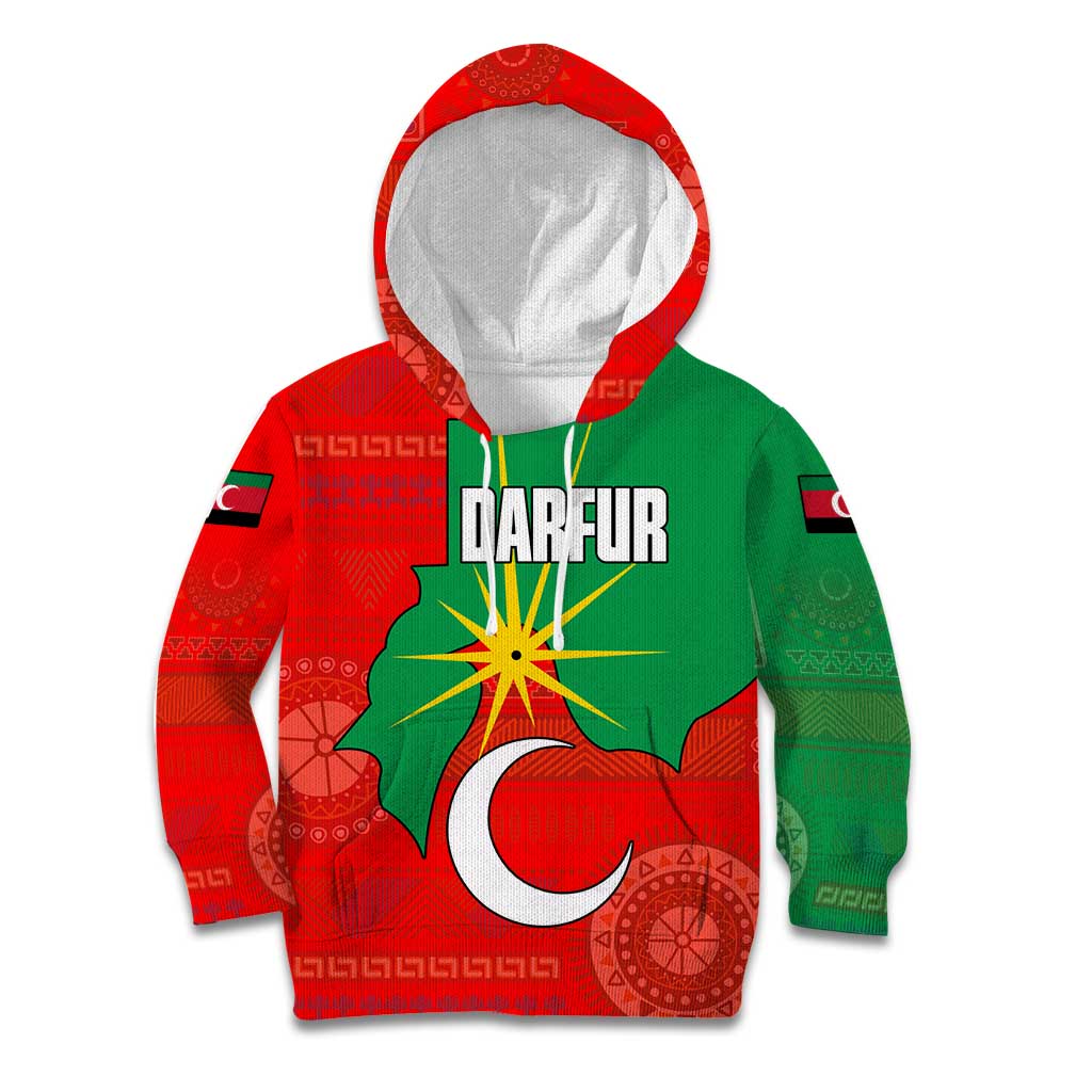 Darfur Sudan Kid Hoodie with Red Green Yellow Crescent Star - Wonder Print Shop
