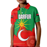 Darfur Sudan Kid Polo Shirt with Red Green Yellow Crescent Star - Wonder Print Shop