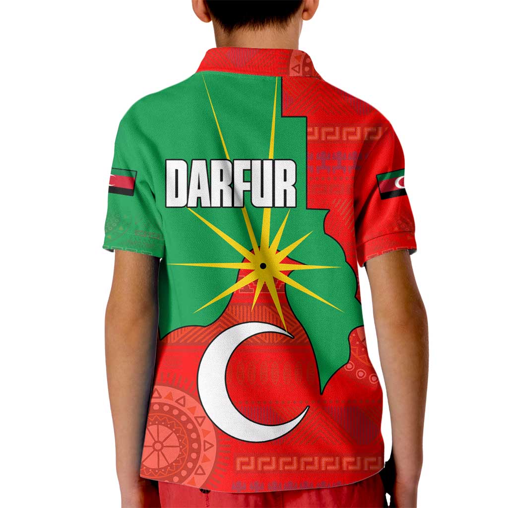Darfur Sudan Kid Polo Shirt with Red Green Yellow Crescent Star - Wonder Print Shop