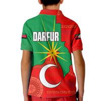 Darfur Sudan Kid Polo Shirt with Red Green Yellow Crescent Star - Wonder Print Shop