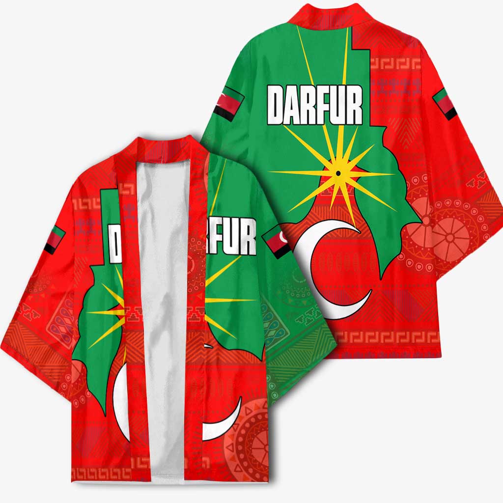 Darfur Sudan Kimono with Red Green Yellow Crescent Star - Wonder Print Shop