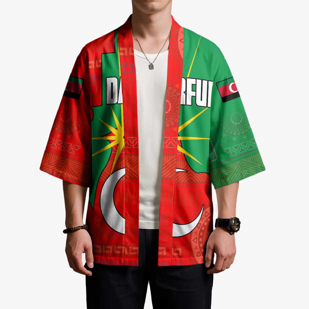 Darfur Sudan Kimono with Red Green Yellow Crescent Star - Wonder Print Shop