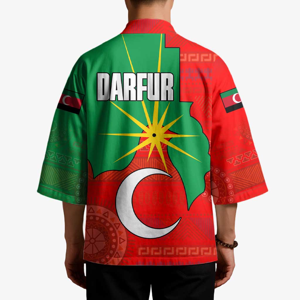 Darfur Sudan Kimono with Red Green Yellow Crescent Star - Wonder Print Shop