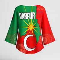 Darfur Sudan Kimono Sleeve Blouse with Red Green Yellow Crescent Star - Wonder Print Shop