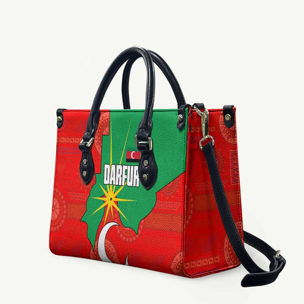 Darfur Sudan Leather Bag with Red Green Yellow Crescent Star - Wonder Print Shop