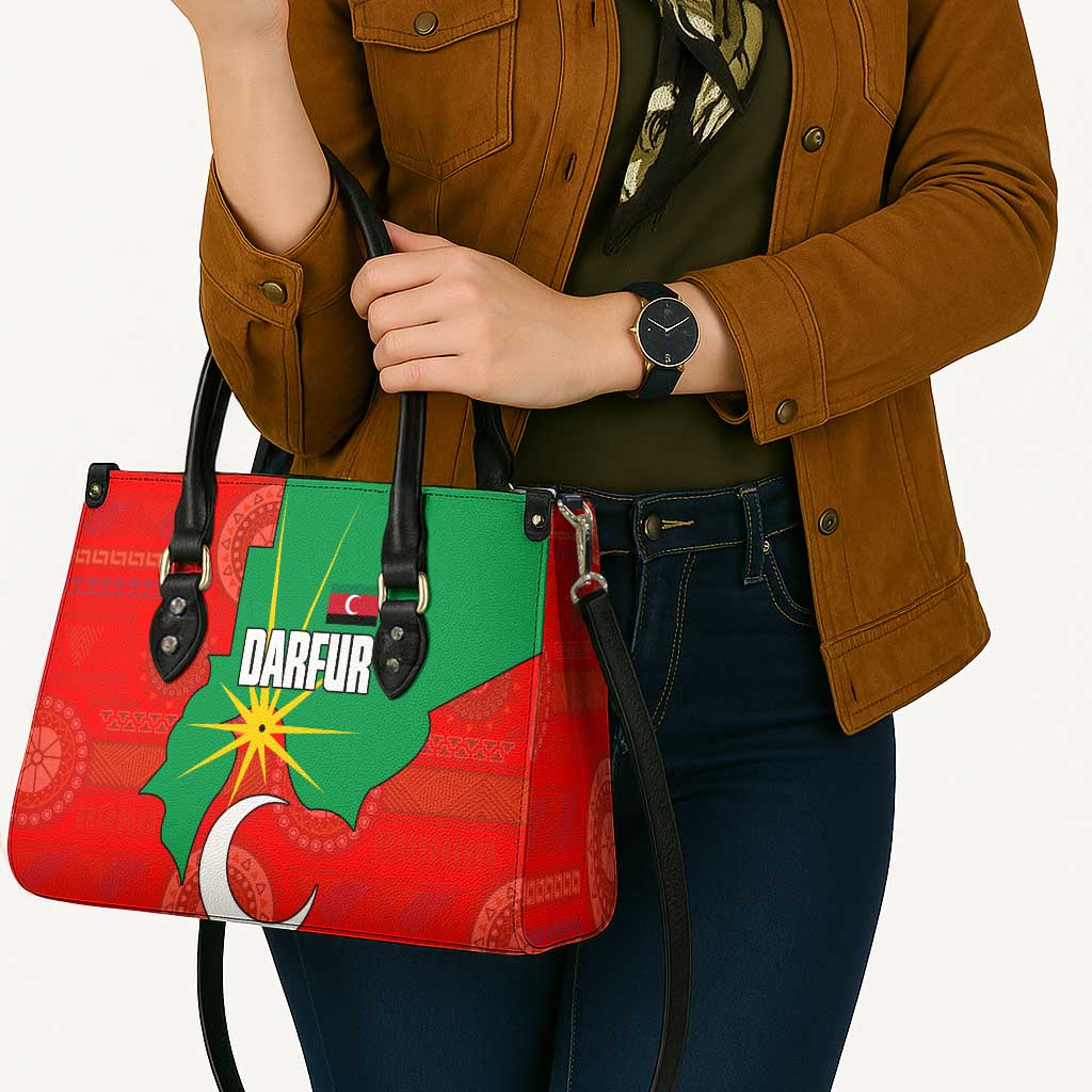 Darfur Sudan Leather Bag with Red Green Yellow Crescent Star - Wonder Print Shop