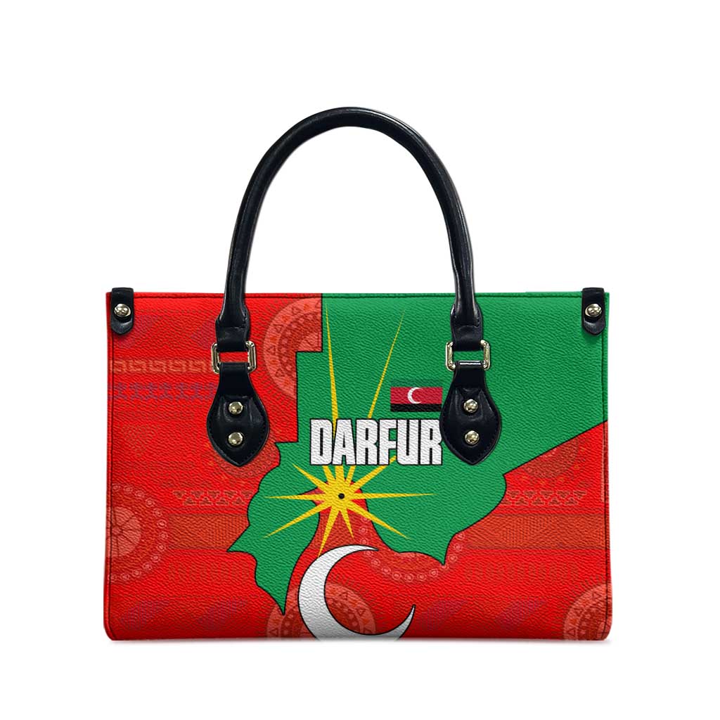 Darfur Sudan Leather Bag with Red Green Yellow Crescent Star - Wonder Print Shop