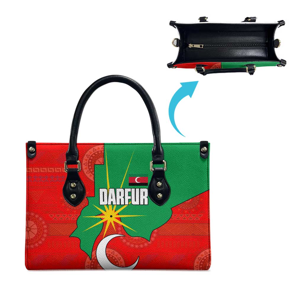 Darfur Sudan Leather Bag with Red Green Yellow Crescent Star - Wonder Print Shop