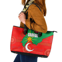 Darfur Sudan Leather Tote Bag with Red Green Yellow Crescent Star - Wonder Print Shop