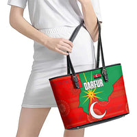 Darfur Sudan Leather Tote Bag with Red Green Yellow Crescent Star - Wonder Print Shop