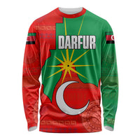 Darfur Sudan Long Sleeve Shirt with Red Green Yellow Crescent Star - Wonder Print Shop