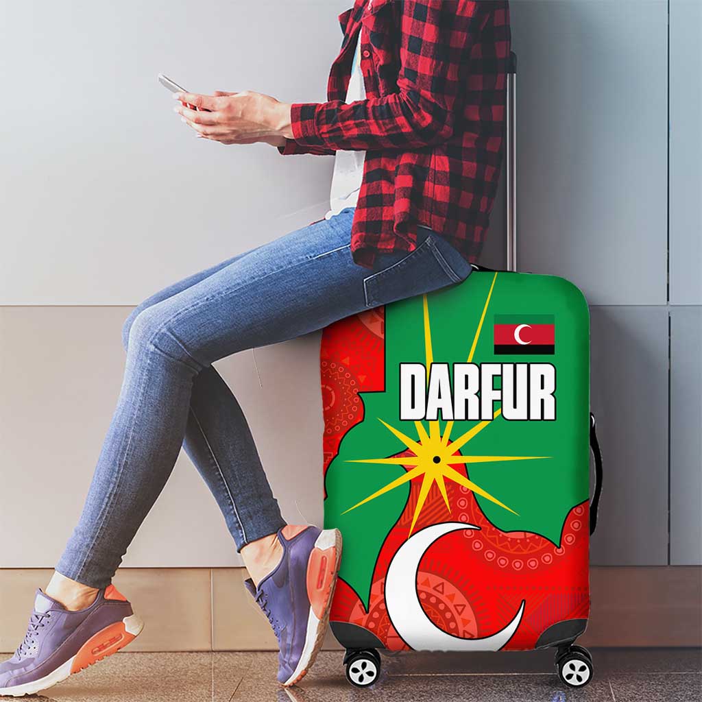 Darfur Sudan Luggage Cover with Red Green Yellow Crescent Star - Wonder Print Shop