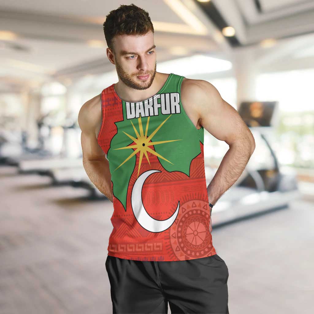 Darfur Sudan Men Tank Top with Red Green Yellow Crescent Star - Wonder Print Shop