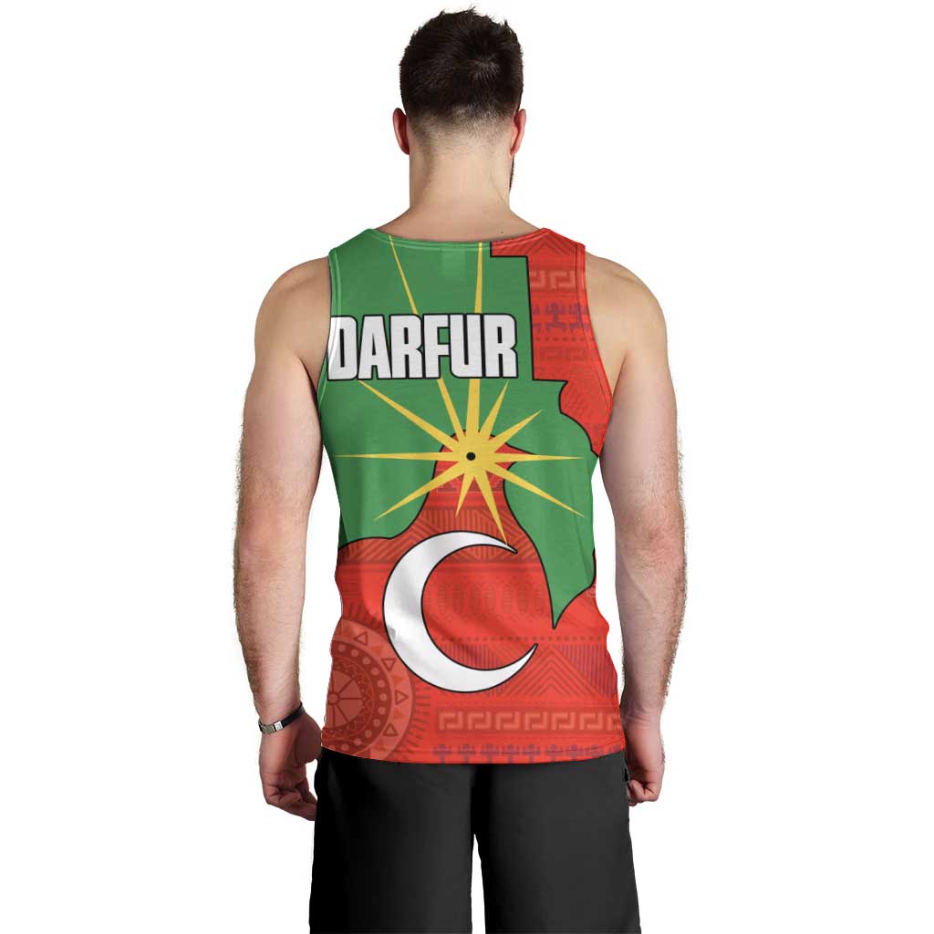 Darfur Sudan Men Tank Top with Red Green Yellow Crescent Star - Wonder Print Shop