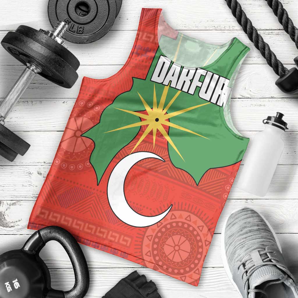 Darfur Sudan Men Tank Top with Red Green Yellow Crescent Star - Wonder Print Shop