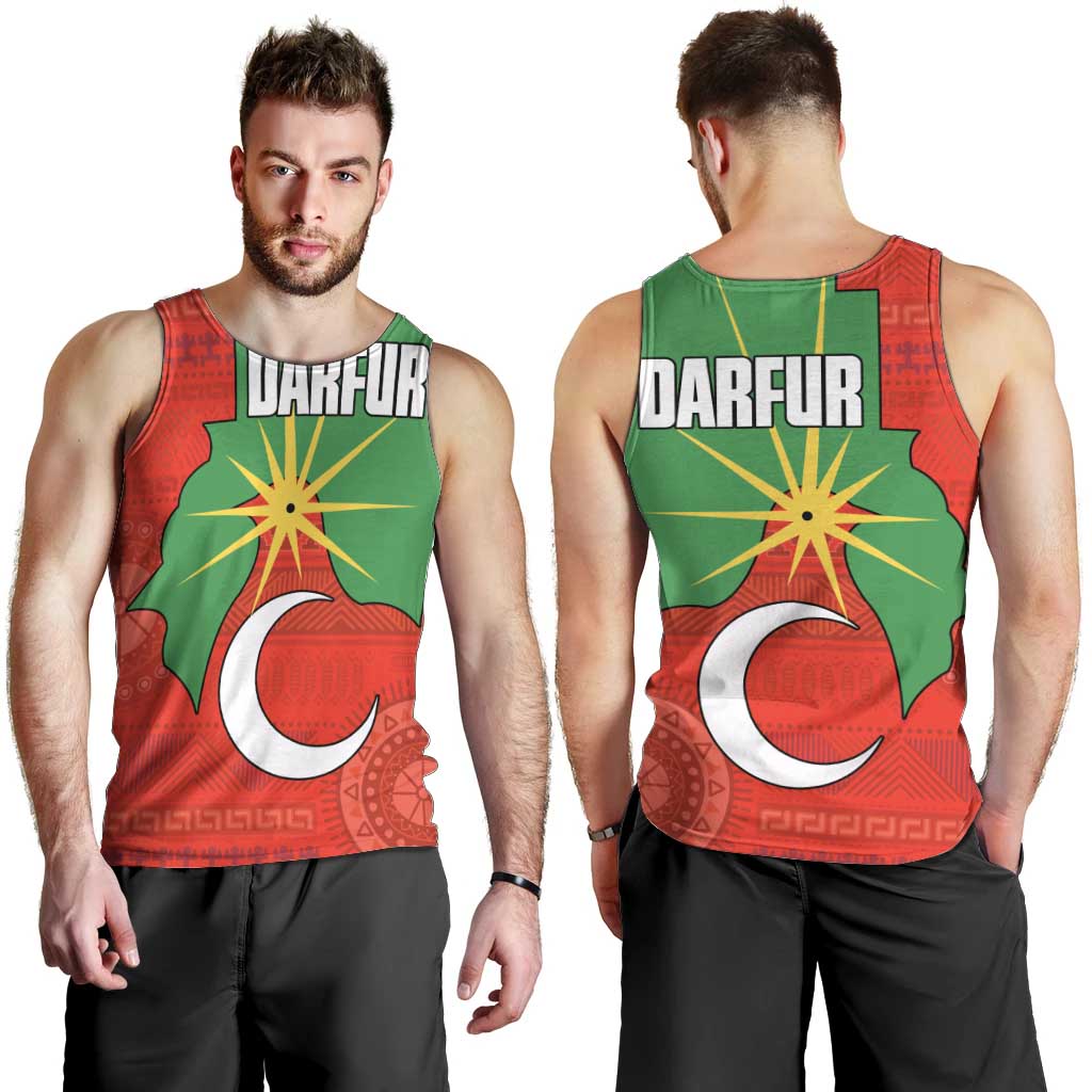 Darfur Sudan Men Tank Top with Red Green Yellow Crescent Star - Wonder Print Shop