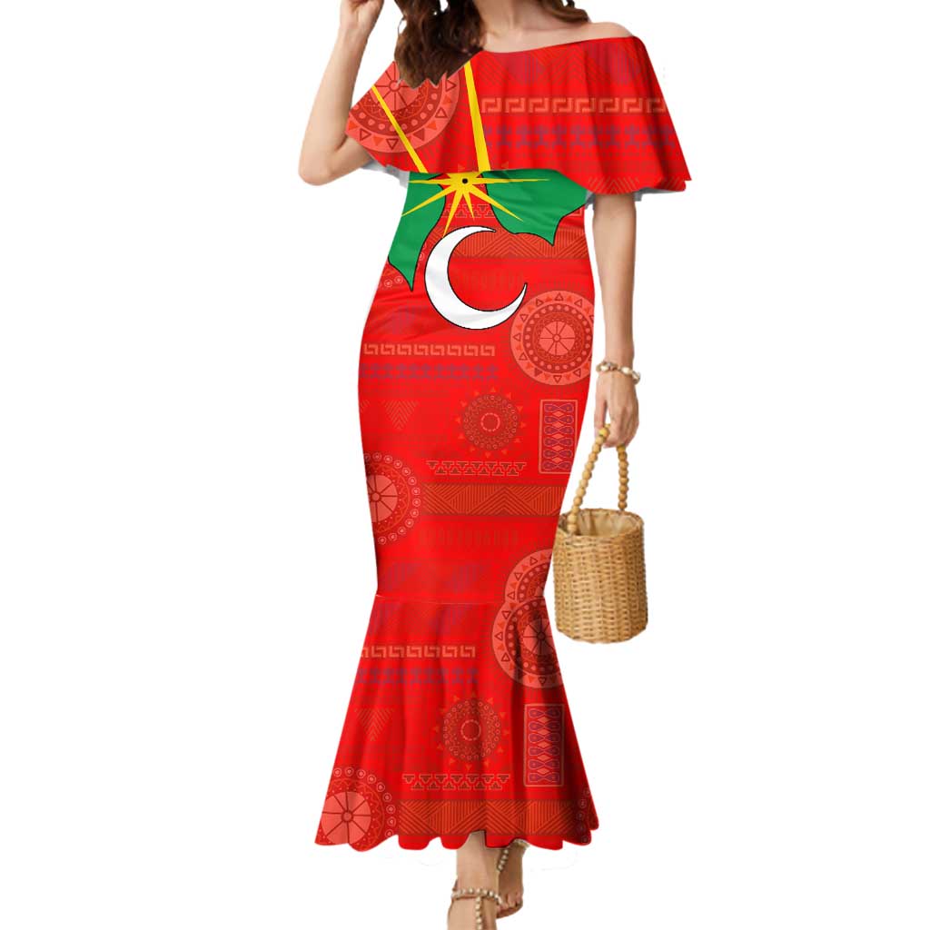 Darfur Sudan Mermaid Dress with Red Green Yellow Crescent Star - Wonder Print Shop