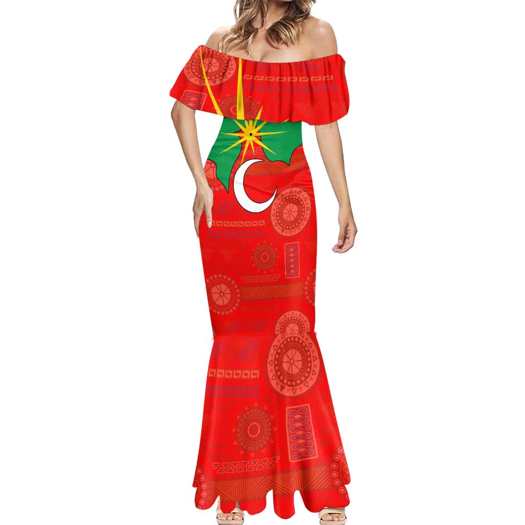 Darfur Sudan Mermaid Dress with Red Green Yellow Crescent Star - Wonder Print Shop