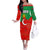 Darfur Sudan Off The Shoulder Long Sleeve Dress with Red Green Yellow Crescent Star - Wonder Print Shop