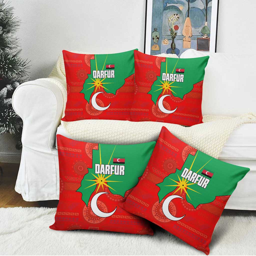 Darfur Sudan Pillow Cover with Red Green Yellow Crescent Star - Wonder Print Shop