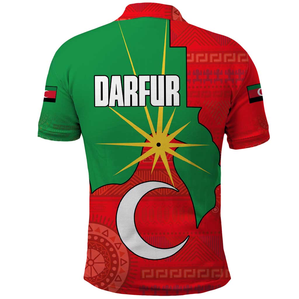 Darfur Sudan Polo Shirt with Red Green Yellow Crescent Star - Wonder Print Shop