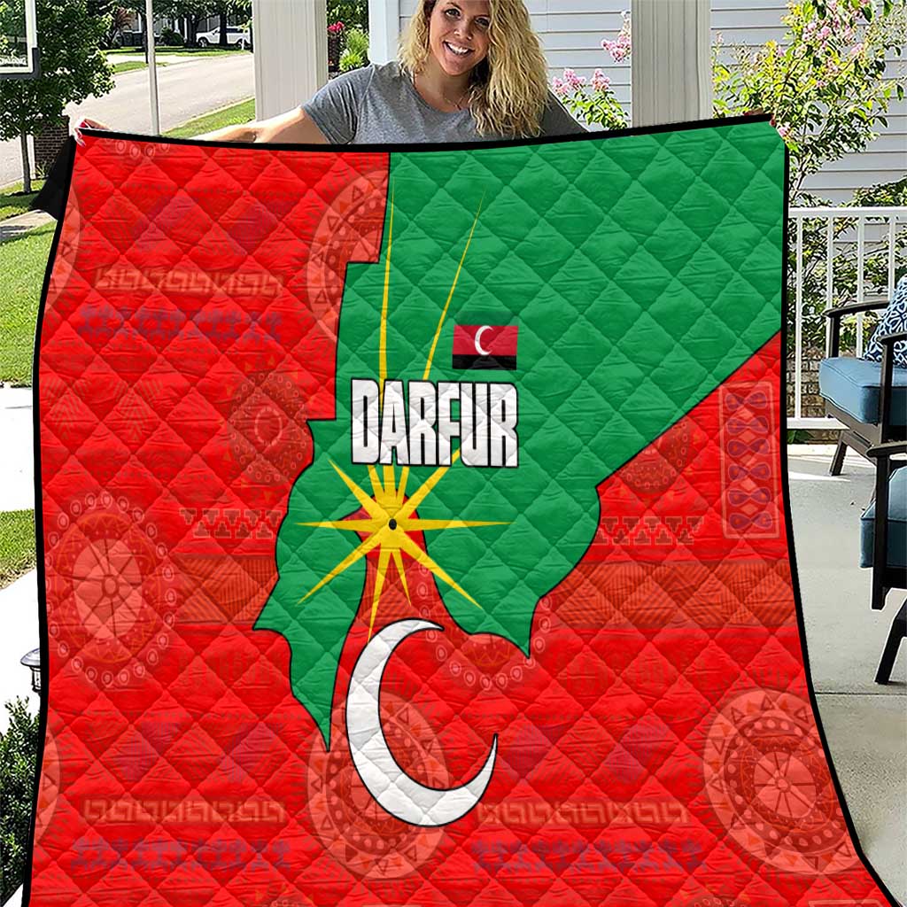 Darfur Sudan Quilt with Red Green Yellow Crescent Star - Wonder Print Shop
