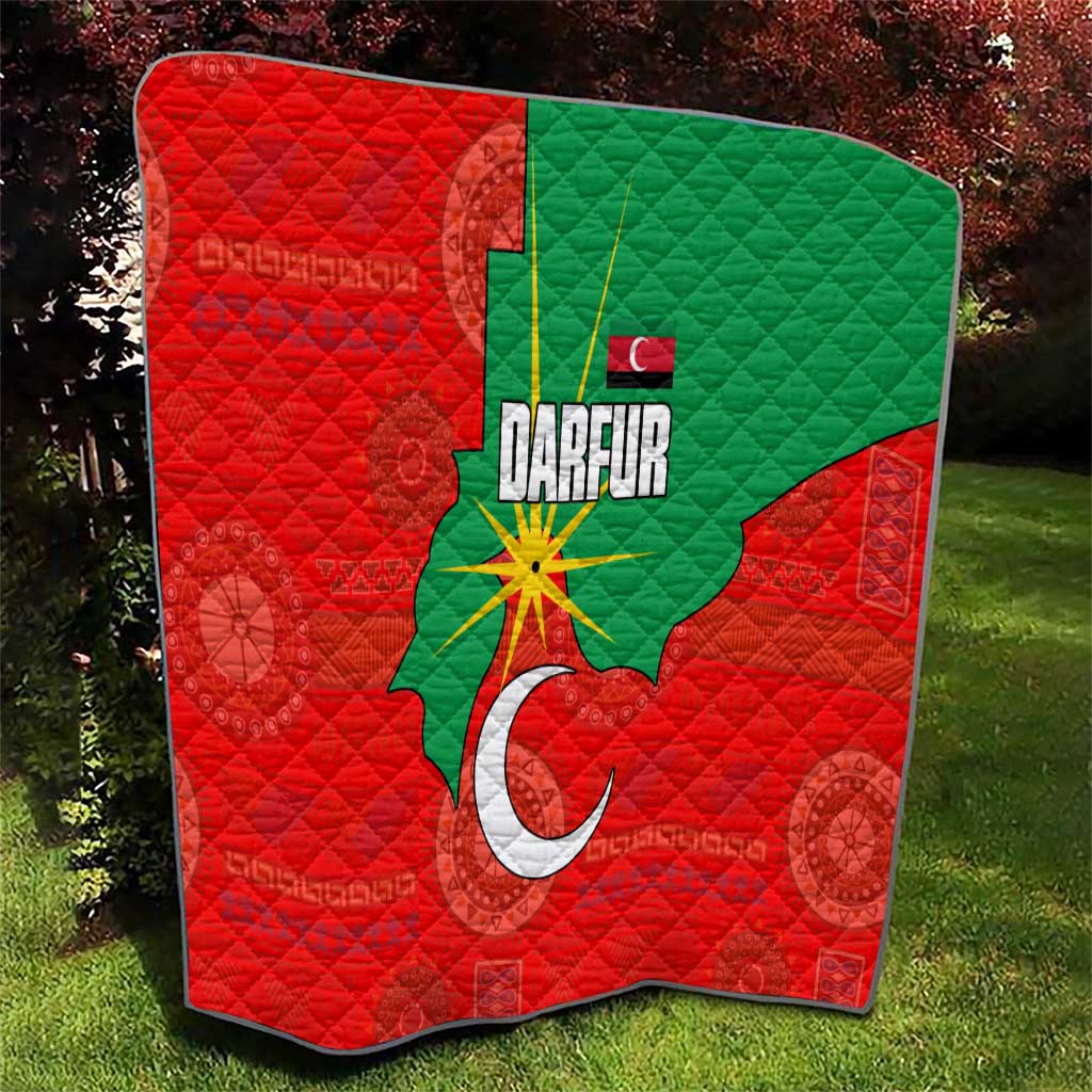 Darfur Sudan Quilt with Red Green Yellow Crescent Star - Wonder Print Shop