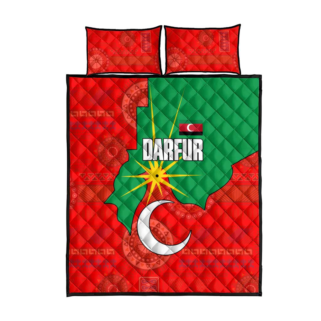 Darfur Sudan Quilt Bed Set with Red Green Yellow Crescent Star - Wonder Print Shop