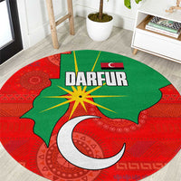 Darfur Sudan Round Carpet with Red Green Yellow Crescent Star - Wonder Print Shop