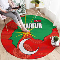 Darfur Sudan Round Carpet with Red Green Yellow Crescent Star - Wonder Print Shop
