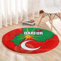 Darfur Sudan Round Carpet with Red Green Yellow Crescent Star - Wonder Print Shop
