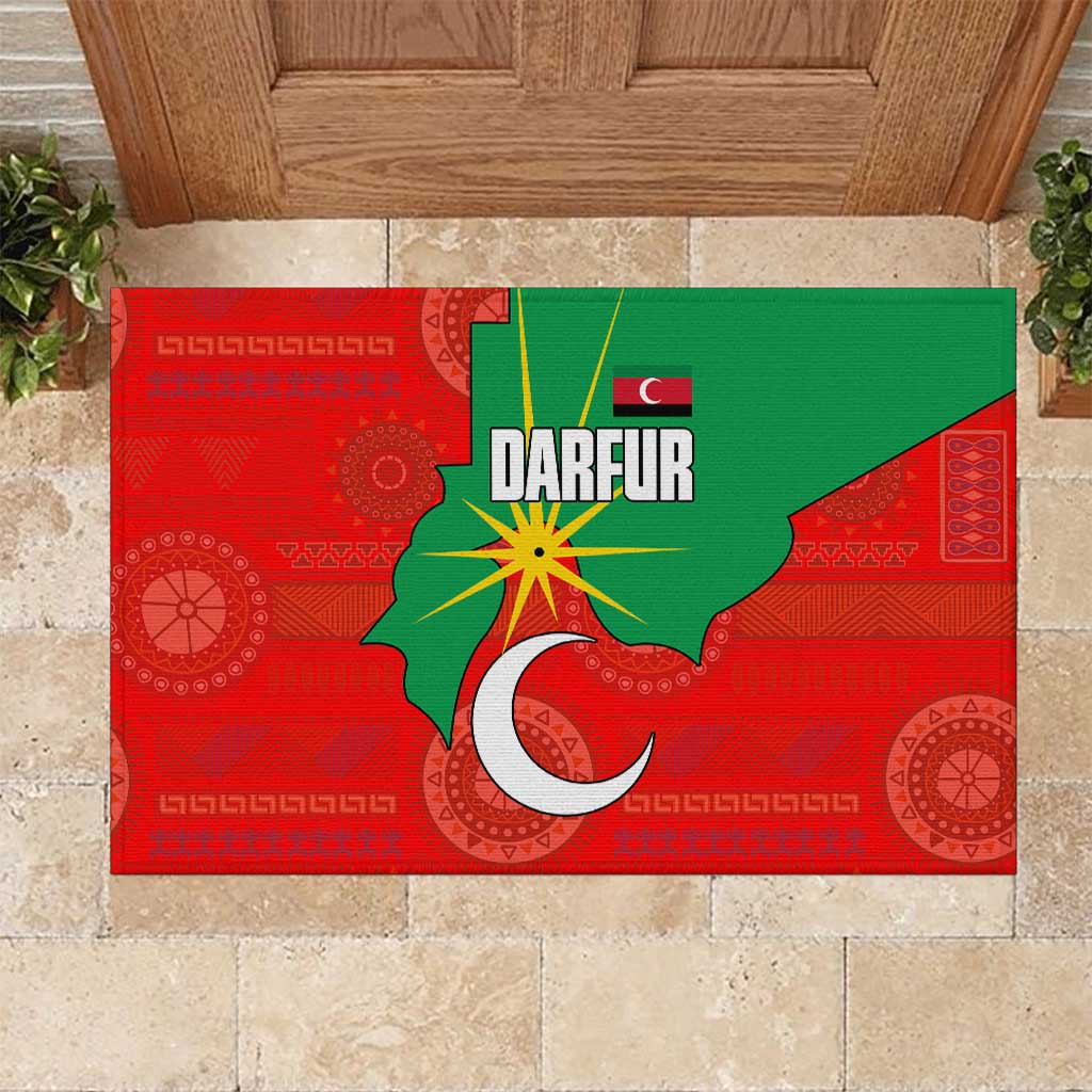 Darfur Sudan Rubber Doormat with Red Green Yellow Crescent Star - Wonder Print Shop