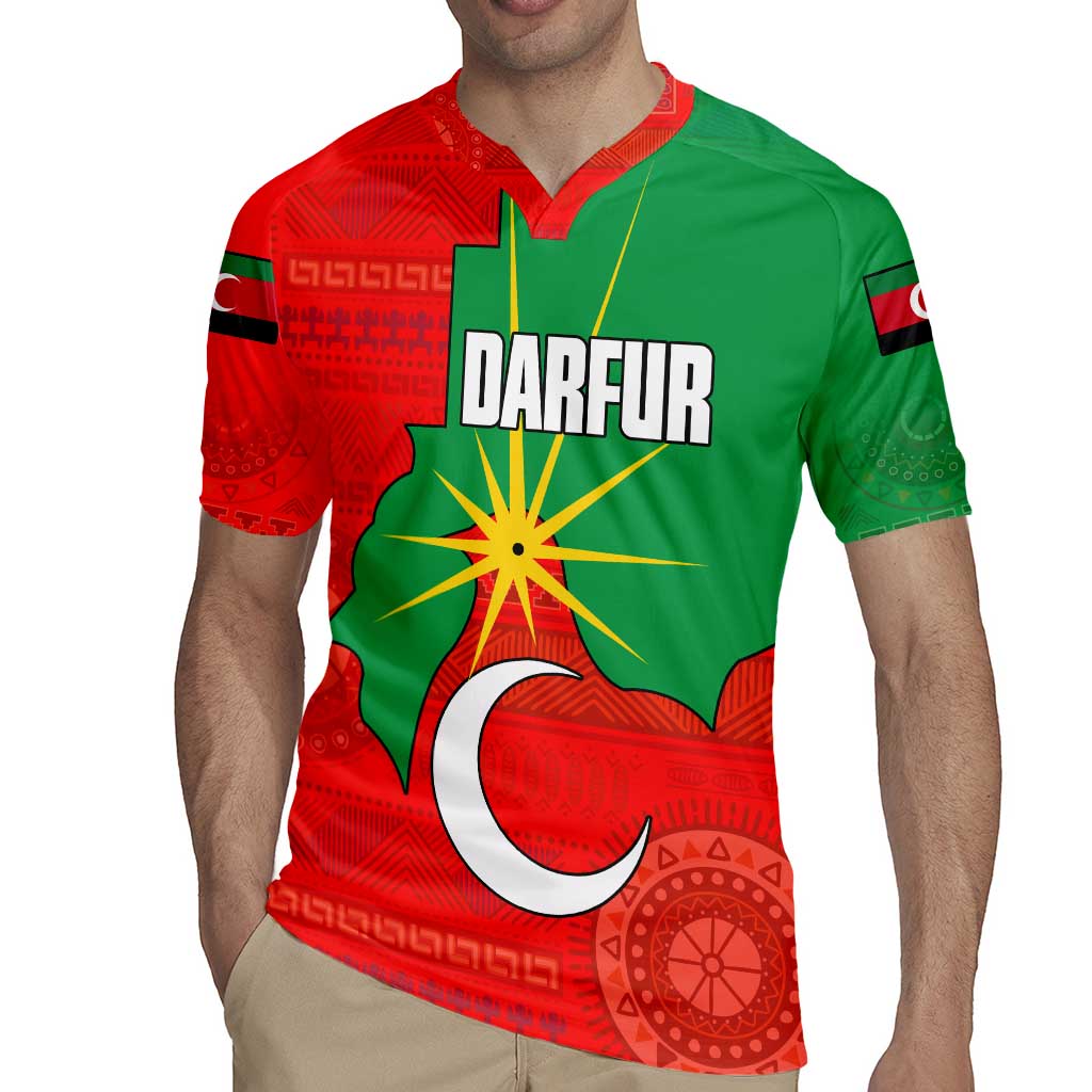 Darfur Sudan Rugby Jersey with Red Green Yellow Crescent Star - Wonder Print Shop