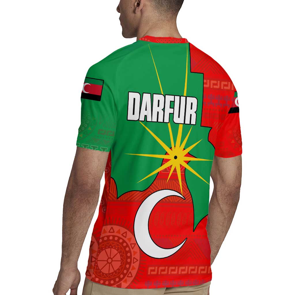 Darfur Sudan Rugby Jersey with Red Green Yellow Crescent Star - Wonder Print Shop