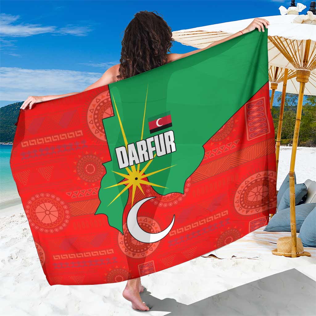 Darfur Sudan Sarong with Red Green Yellow Crescent Star - Wonder Print Shop
