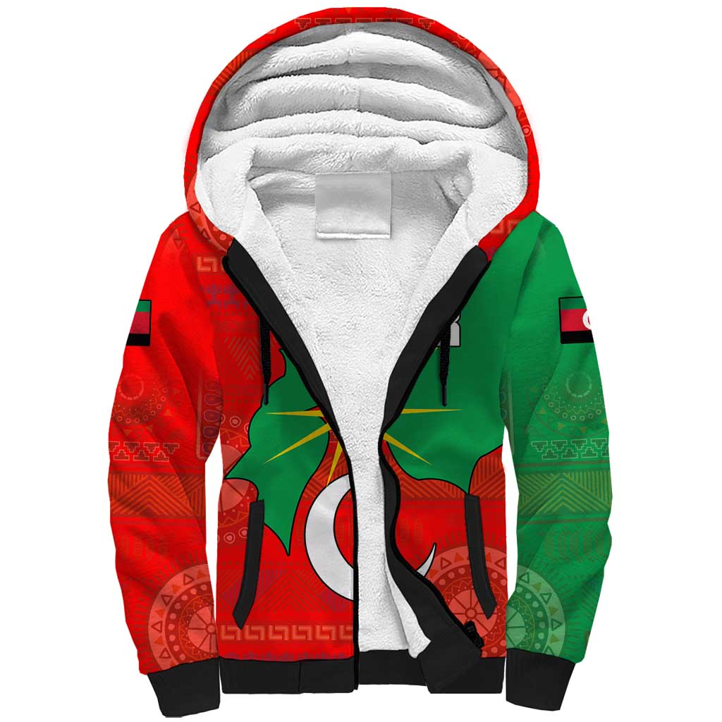 Darfur Sudan Sherpa Hoodie with Red Green Yellow Crescent Star - Wonder Print Shop