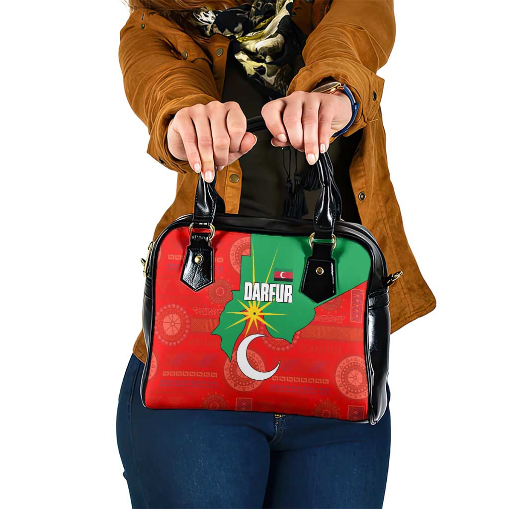Darfur Sudan Shoulder Handbag with Red Green Yellow Crescent Star - Wonder Print Shop