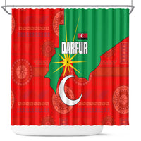 Darfur Sudan Shower Curtain with Red Green Yellow Crescent Star - Wonder Print Shop