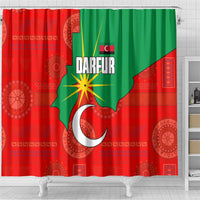 Darfur Sudan Shower Curtain with Red Green Yellow Crescent Star - Wonder Print Shop