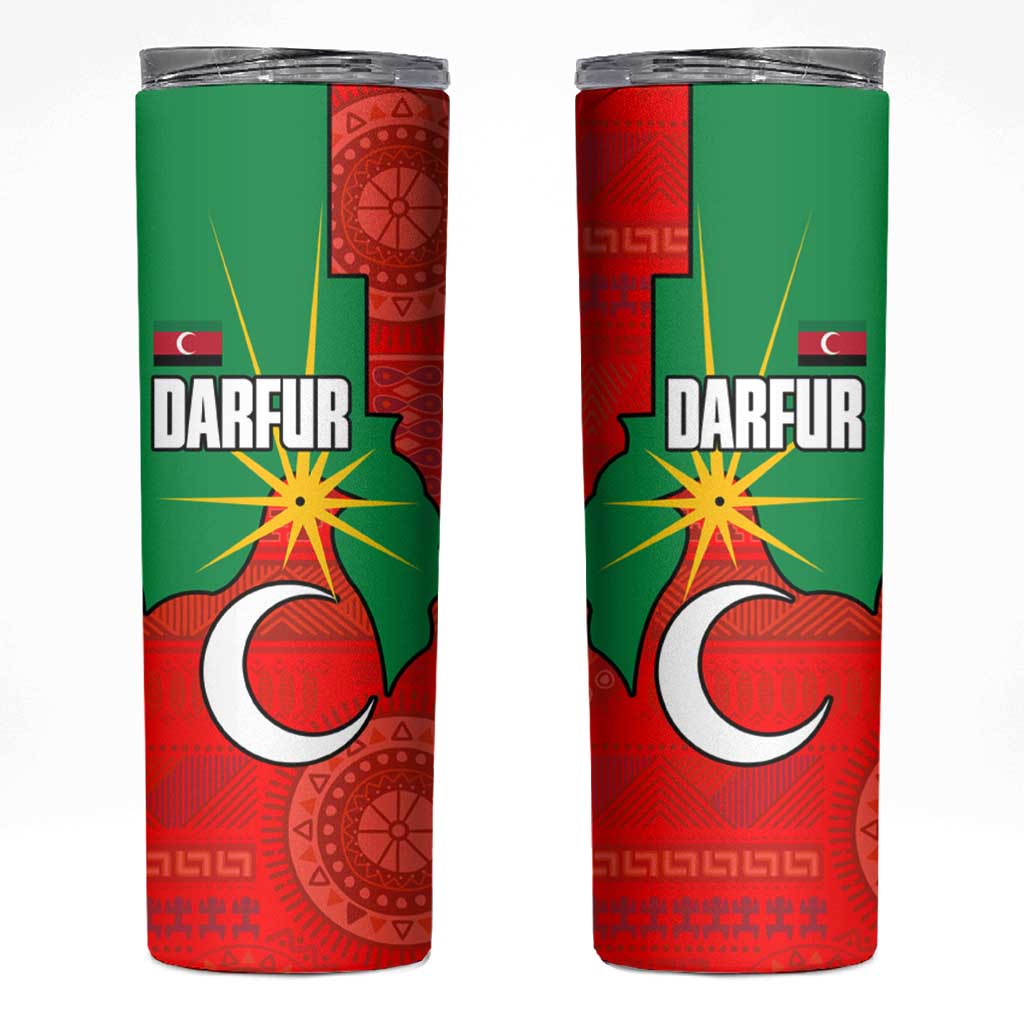 Darfur Sudan Skinny Tumbler with Red Green Yellow Crescent Star - Wonder Print Shop