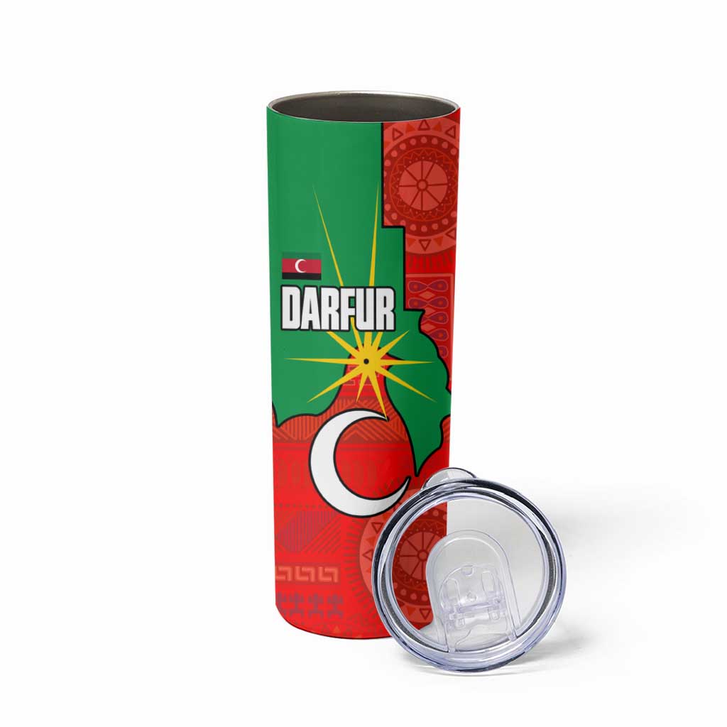 Darfur Sudan Skinny Tumbler with Red Green Yellow Crescent Star - Wonder Print Shop