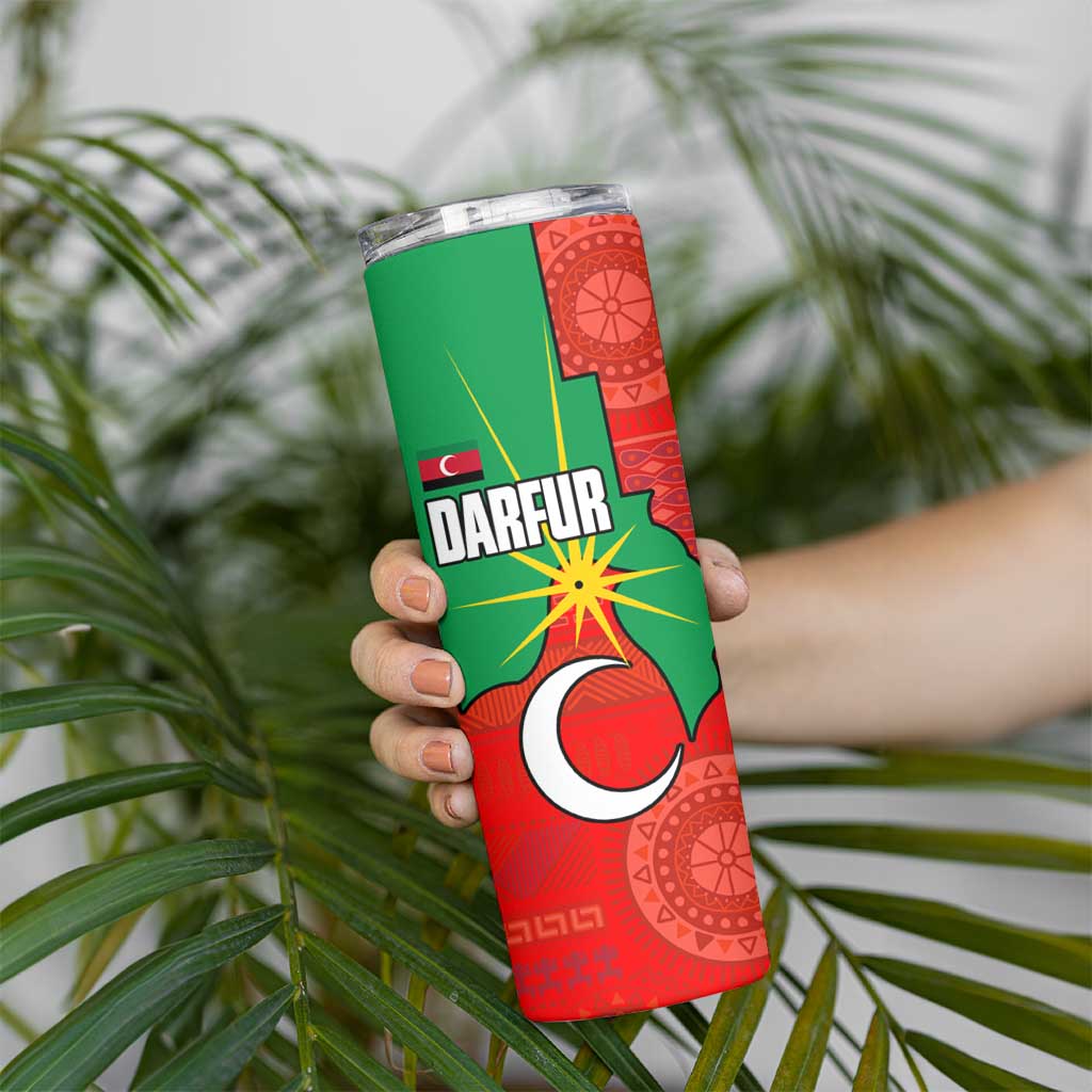 Darfur Sudan Skinny Tumbler with Red Green Yellow Crescent Star - Wonder Print Shop