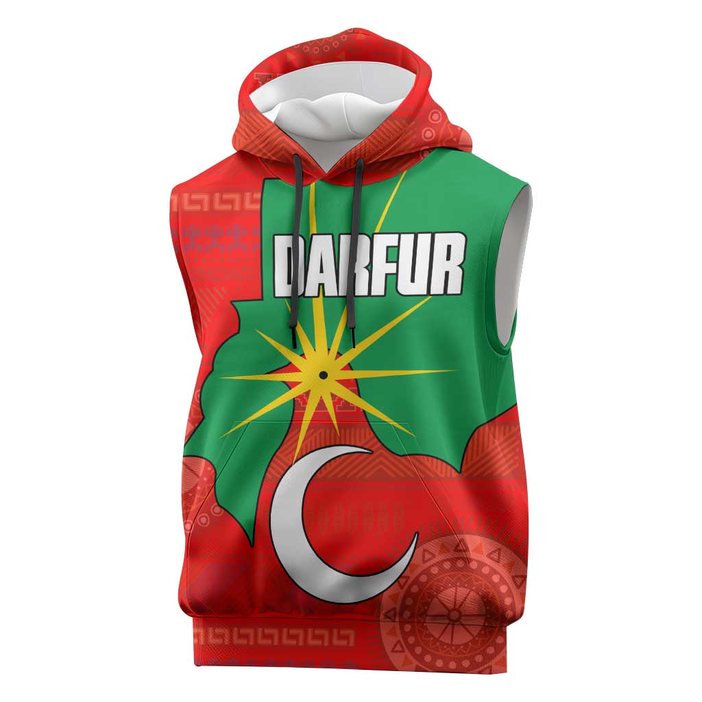 Darfur Sudan Sleeveless Hoodie with Red Green Yellow Crescent Star - Wonder Print Shop