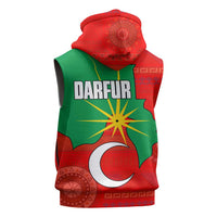 Darfur Sudan Sleeveless Hoodie with Red Green Yellow Crescent Star - Wonder Print Shop