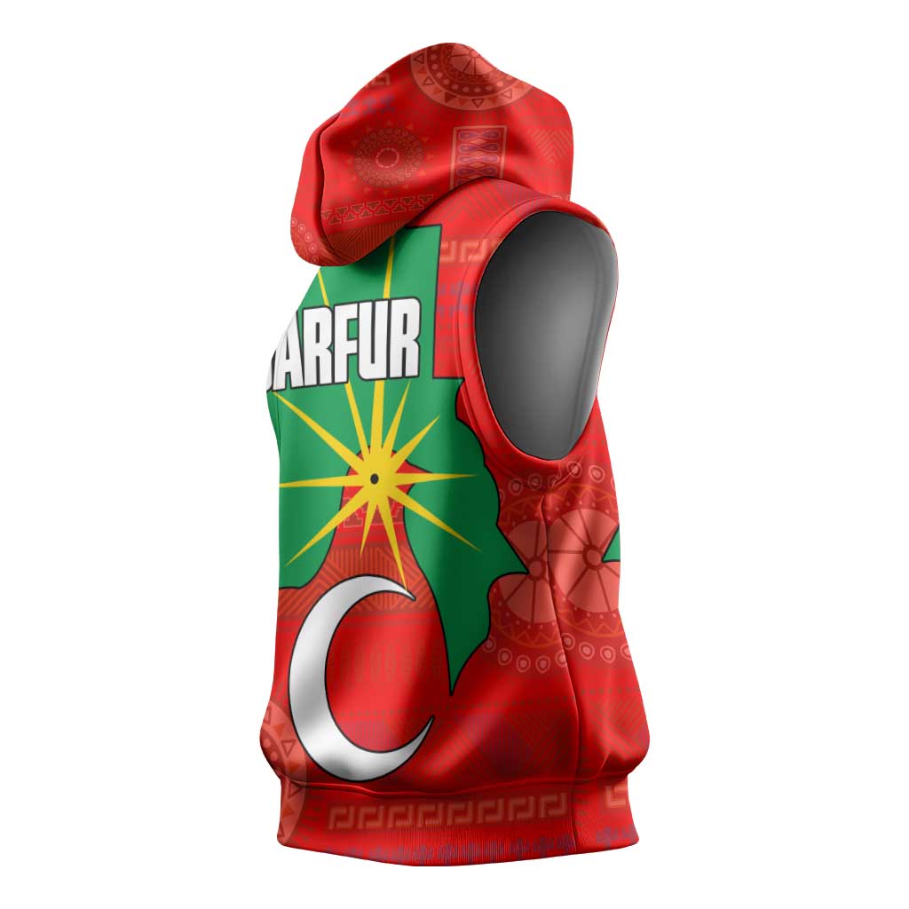 Darfur Sudan Sleeveless Hoodie with Red Green Yellow Crescent Star - Wonder Print Shop