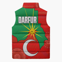 Darfur Sudan Sleeveless Puffer Jacket with Red Green Yellow Crescent Star - Wonder Print Shop