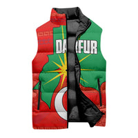 Darfur Sudan Sleeveless Puffer Jacket with Red Green Yellow Crescent Star - Wonder Print Shop