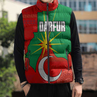 Darfur Sudan Sleeveless Puffer Jacket with Red Green Yellow Crescent Star - Wonder Print Shop