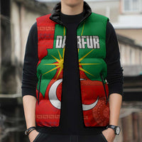 Darfur Sudan Sleeveless Puffer Jacket with Red Green Yellow Crescent Star - Wonder Print Shop
