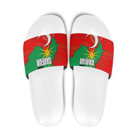 Darfur Sudan Slide Sandals with Red Green Yellow Crescent Star - Wonder Print Shop